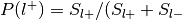 P(l^{+}) = S_{l+} / (S_{l+} + S_{l-}