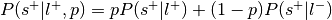 P(s^{+}|l^{+}, p) = pP(s^{+}|l^{+}) + (1 - p)P(s^{+}|l^{-})